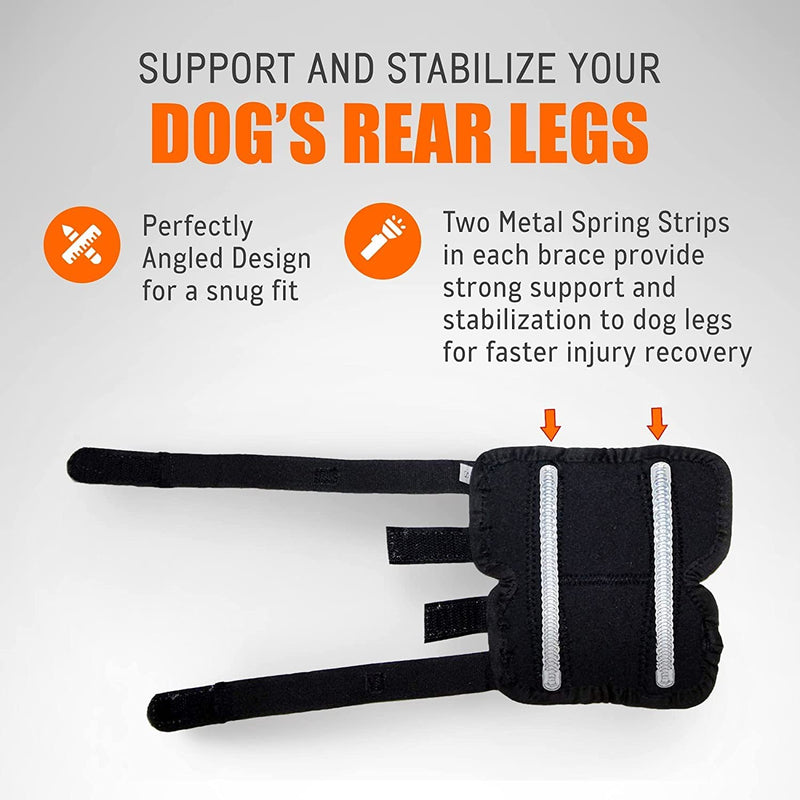 NeoAlly Dog Canine Braces for Rear Legs Super Supportive with Dual Metal Spring Inserts to Stabilize Dog Hind Legs, Help Dogs with Injuries, Sprains, Arthritis, ACL (M Pair) M (1 Pair)