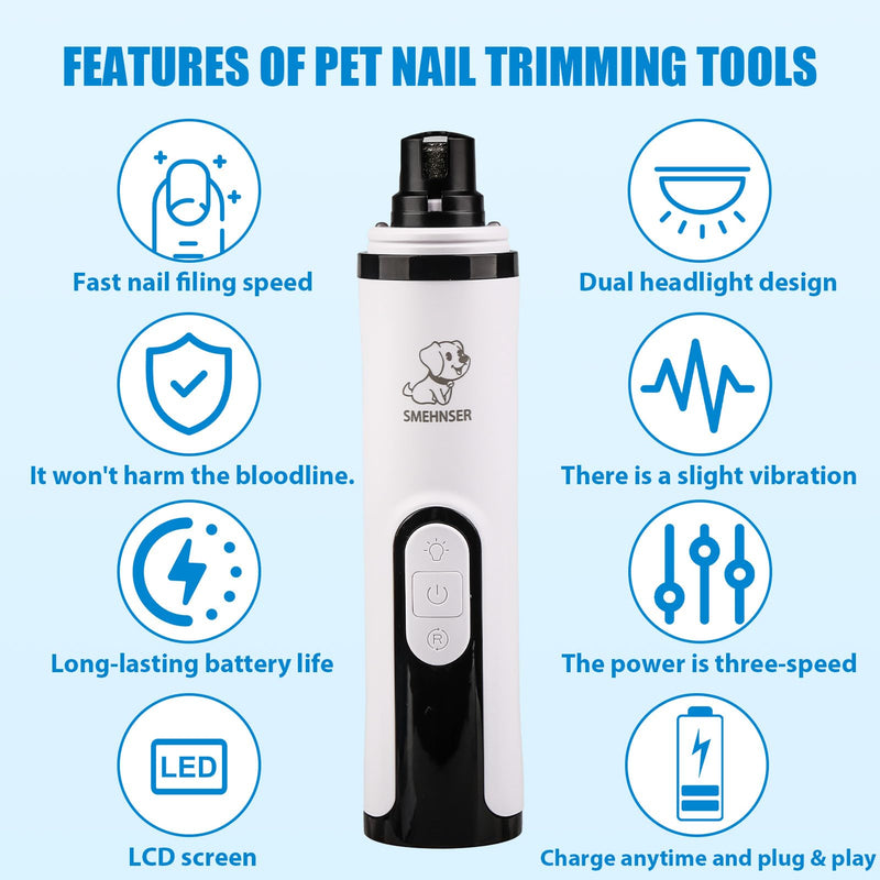 Silent Groom Pro Nail Grinder – Quiet Dog & Cat Nail Trimmer with 3-Speed Settings, Built-In LED Light, USB Rechargeable Design, Replaceable Grinding Heads, Safe and Precise Pet Grooming - PawsPlanet Australia