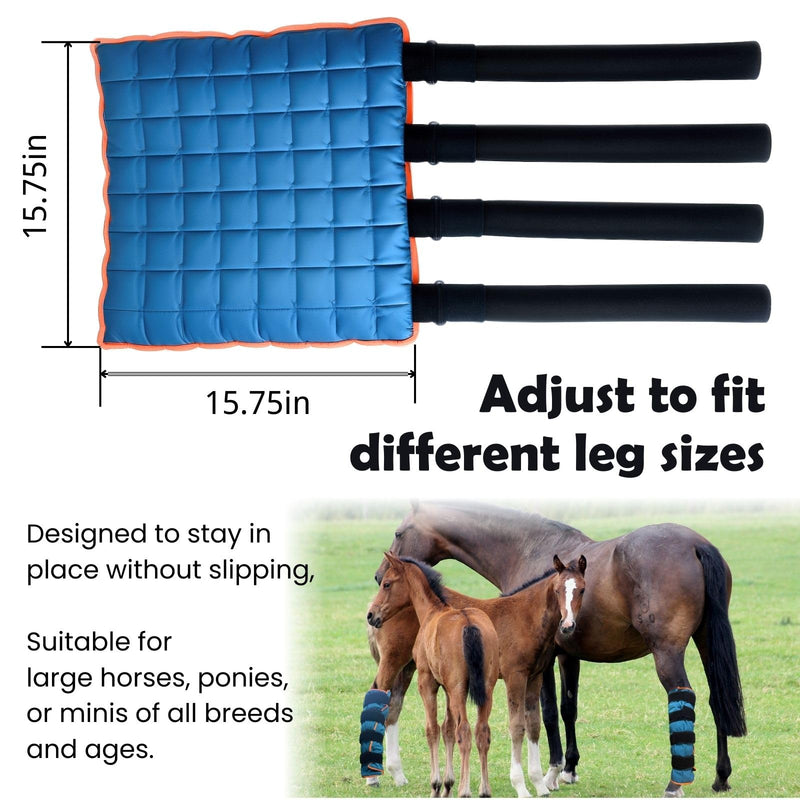 Reusable Gel Horse Ice Boots – 2 Pack Cold Therapy Gel Wraps with Adjustable Straps for Horses’ Leg, Ankle, and Knee, Reusable Cooling Boots for Equine Care & Equestrian Use Aqua Blue with Orange Trim - PawsPlanet Australia