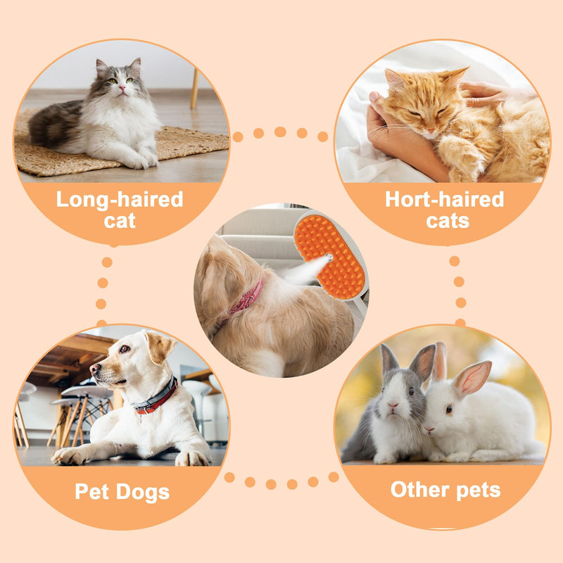 4 in 1 Cat Steam Brush Cat and Dog Anti-Static steam Brush with Spray for Massaging,cleaning,Shedding,Grooming,Rechargeable Pet Grooming Brushes(white brush) white brush - PawsPlanet Australia