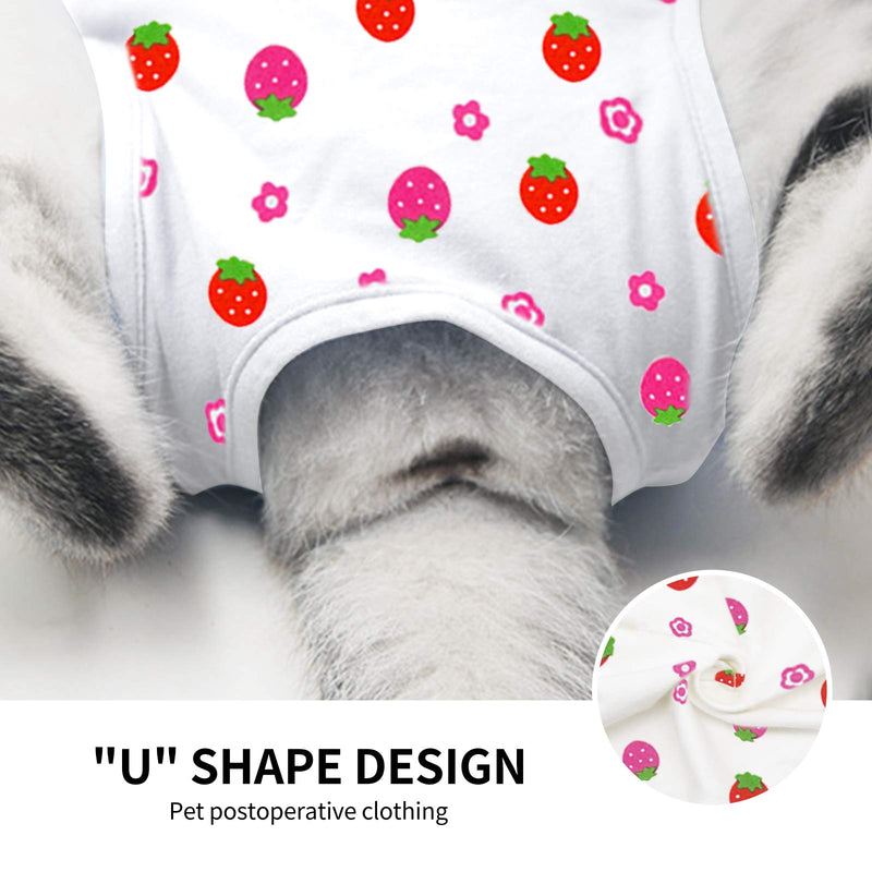Cat Professional Surgical Recovery Suit,E-Collar Alternative for Cats Dogs,After Surgery Wear, Pajama Suit,Home Indoor Pets Clothing Strawberry XL X-Large - PawsPlanet Australia
