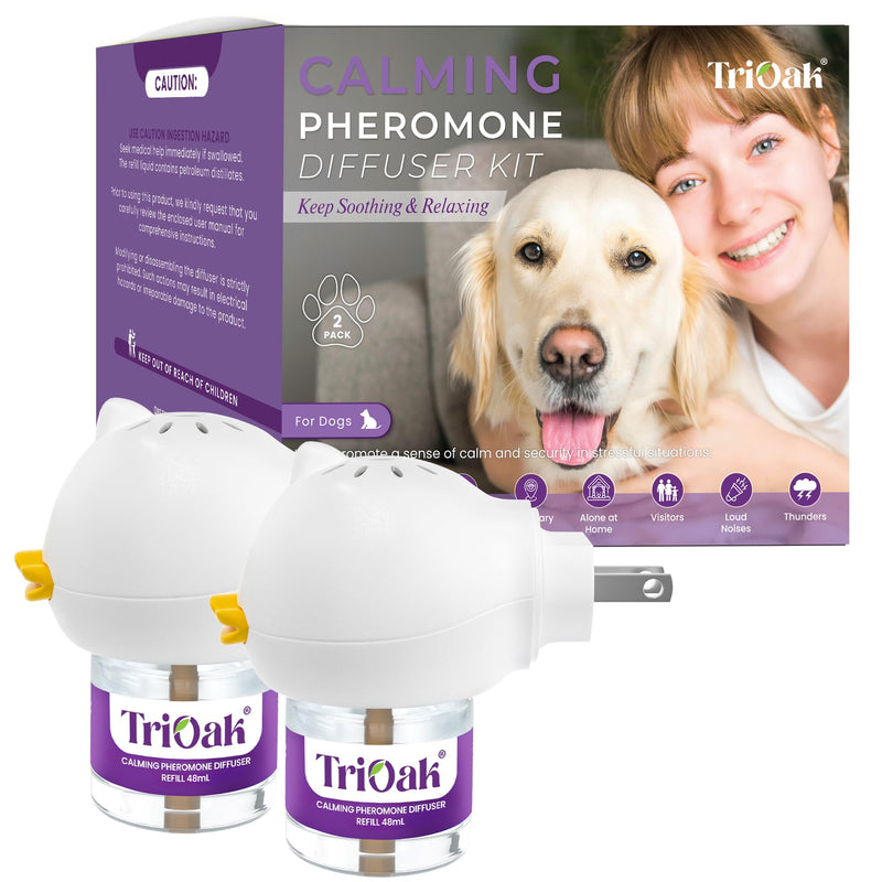 Pheromone Diffuser for Dogs: Advanced Dog Calming Diffuser - Calming Pheromones for Dogs - Dog Appeasing Pheromone - Dog Calming Diffuser for Dog Anxiety Relief, 2 Pack (Purple) Purple