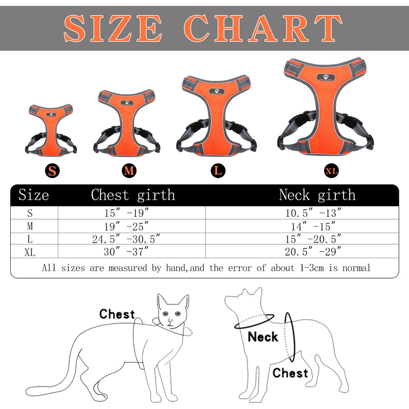 DYAprWu No Pull Dog Harness Adjustable Reflective Harness No Choke Escape Proof Harness Step in Harness for Small Medium Large Dogs Cats Medium (Chest Girth 19"-25") Orange