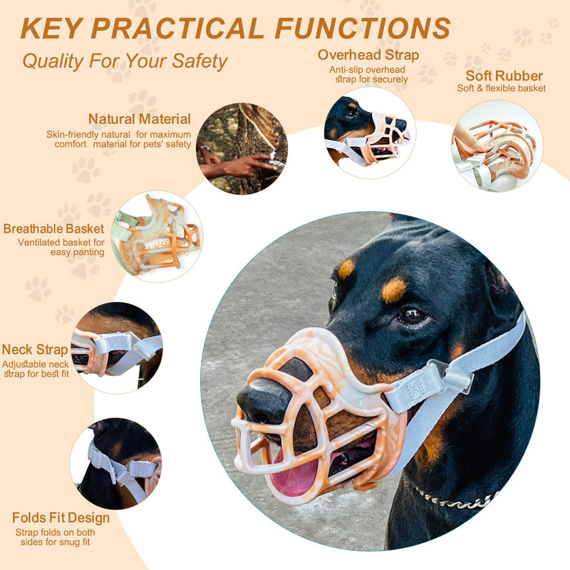 Dog Muzzle, Basket Muzzle Anti Biting Chewing, Sturdy Lightweight Muzzle Allows Panting Drinking, Cage Muzzle for Small Medium Large Dogs(Orange) (3 (Snout 9½-10½")) 3 (Snout 9½-10½") - PawsPlanet Australia