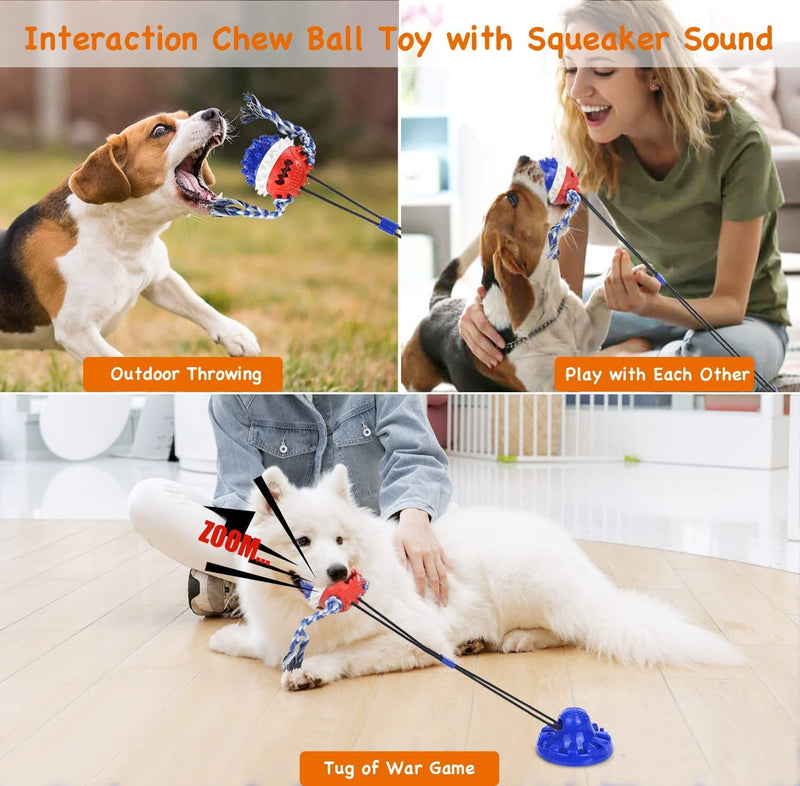 Suction Cup Dog Toy for Aggressive Chewers，Dog Rope Ball Interactive Tug of War Toy, Puppy Tug Toy Squeaky Ball Puzzle Toys for Teeth Cleaning Toys for Small Medium Large Dog Suction Cup Dog Toy