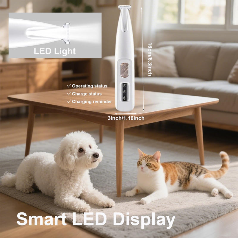 Pet Paw Trimmer, Electric Dog Paw Trimmer Rechargeable Waterproof Dog Grooming Clippers with Led Light, Low Noise Pet Hair Clippers for for Paws Eyes Ears Face Rump - PawsPlanet Australia