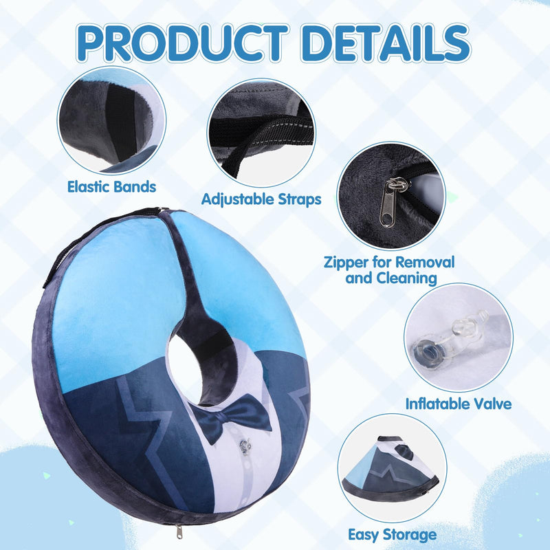 EXPAWLORER X-Large Widen Soft Dog Cone Collar - Inflatable Dog Neck Donut Collar Alternative After Surgery to Stop Licking,Adjustable Protective Recovery E Collar(Blue Suit)