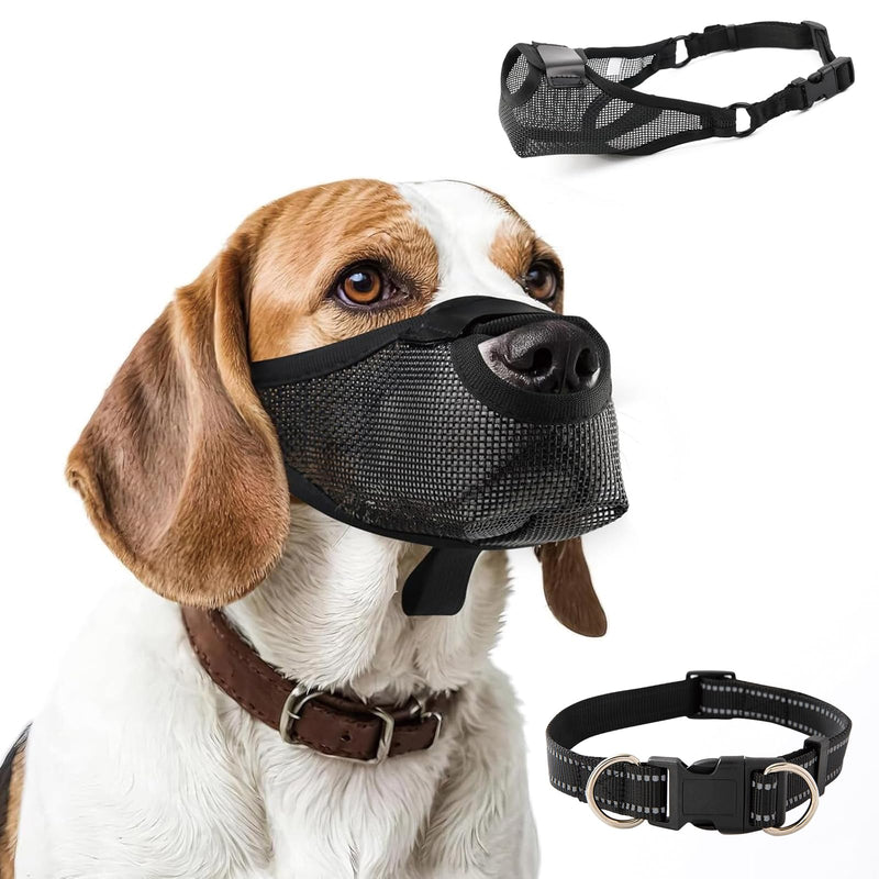 Dog Muzzle,Soft Air Mesh Muzzle for Small Medium Large Dogs,Soft Muzzles for Biting Chewing Fierce Barking,Breathable Muzzle with Adjustable Strap Front Opening Design. Black M - PawsPlanet Australia