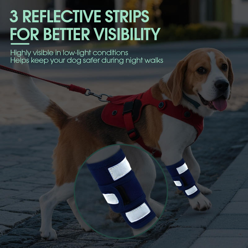 Kuoser Dog Front Leg Brace, Adjustable Dog Elbow Brace with Reflective Strip, Compression Dogs Leg Sleeve to Stop Licking, Carpal Wrist Support Elbow Pads for Dogs Arthritis, Sprain, Injury Recovery Healing Blue L/XL