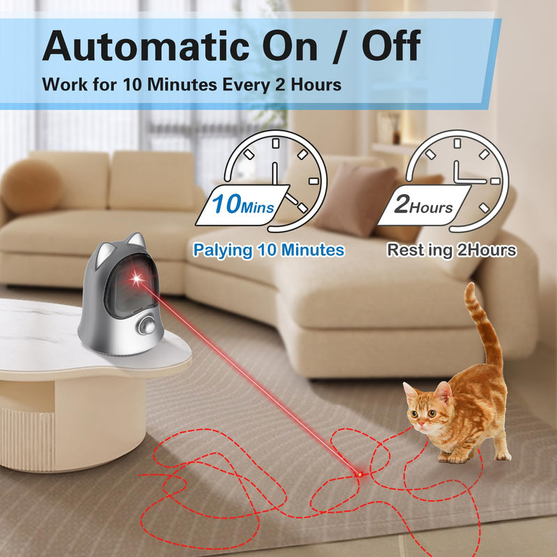 Cat Laser Toys for Indoor Cats, Random Trajectory Laser Cat Toy, Interactive Cat Toys for Bored Indoor Adult Cats/Kittens/Dogs (Silver) Silver - PawsPlanet Australia