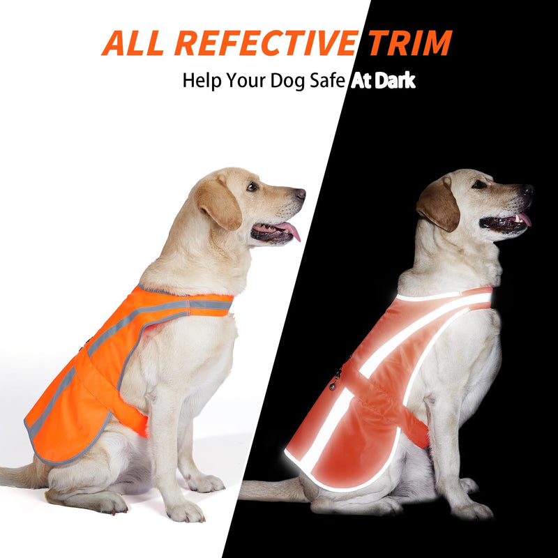 Reflective Dog Vest for Medium Large Dog, High Visibility Dog Safety Vest Harness with Dog Bell Keep Dog Safe from Hunting, Training & Cars Accidents Blaze Orange - PawsPlanet Australia