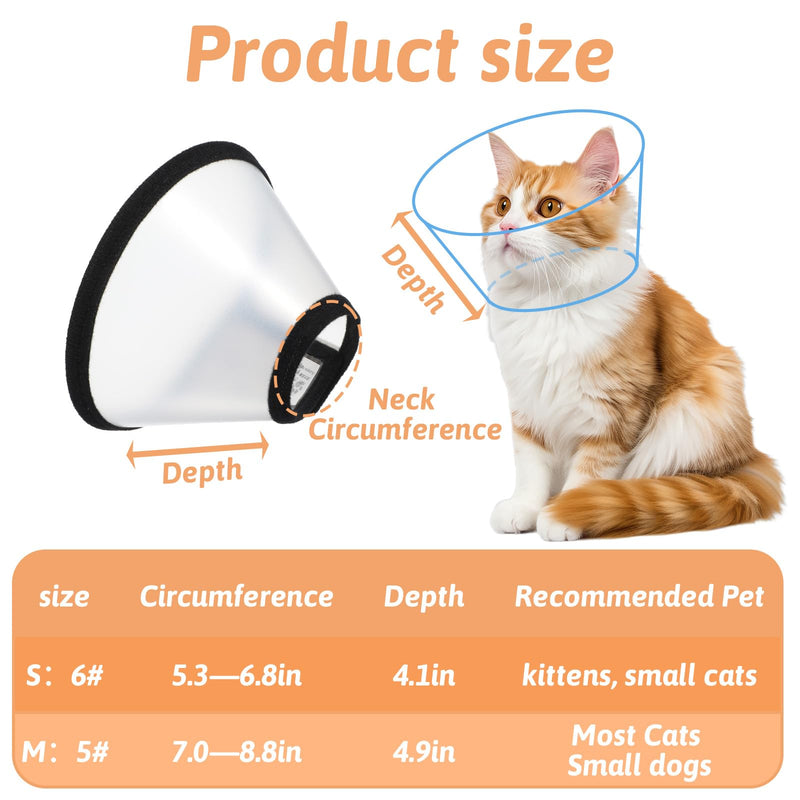 2 Pack Cat Cones After Surgery Soft Cat Recovery E Collar Cones to Stop Licking Kitten Small Pet Cone Elizabethan Collar Puppy Head Neck Cone Cono para Gatos for Cats Kitten Puppy (Size S)