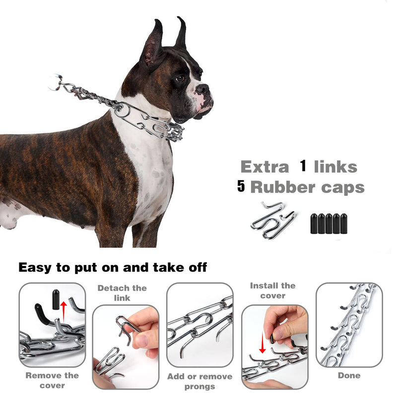Pinch Collar - Adjustable Prong Collar for Small to Large Dogs with Comfort Rubber Tips (L, 18'-20') L (Neck:18''-20'' Weight：60-90 lbs) Luxury Silver - PawsPlanet Australia