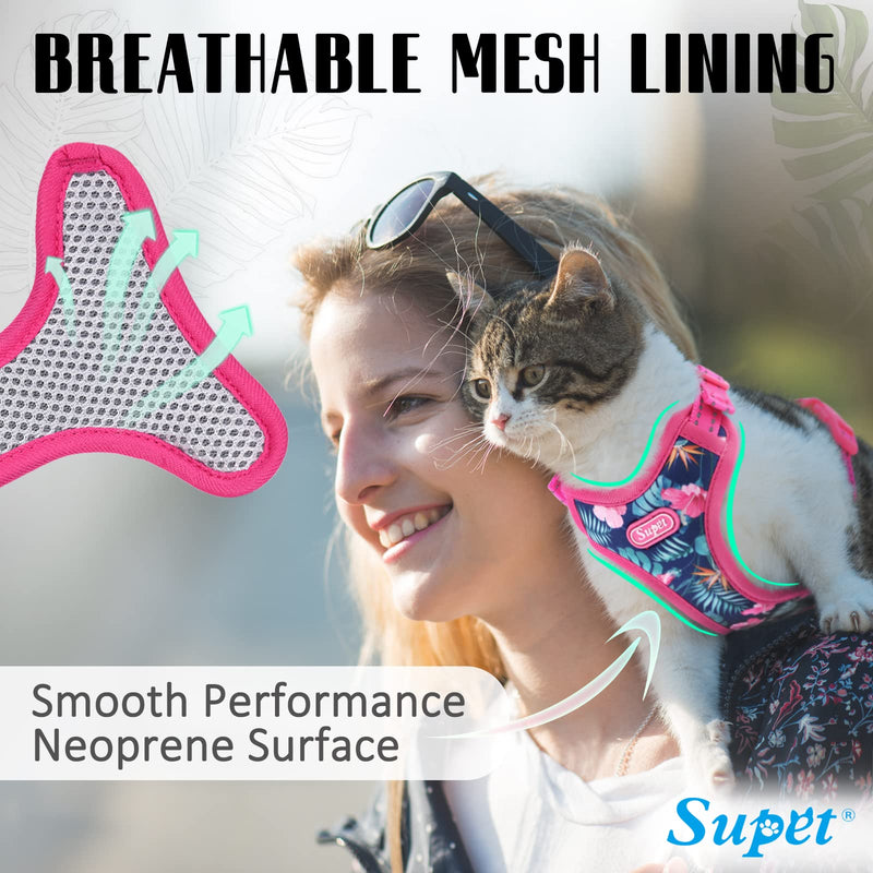 Supet Cat Harness and Leash Escape Proof for Walking, Adjustable Cat Vest Harness and Leash Set for Large and Small Kittens Dogs Pink M (chest: 15-22.5") - PawsPlanet Australia