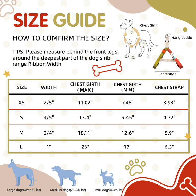 Tri-Color Dog Harness, Adjustable Step-in Design no Pull Dog Harness for Small Dogs, Heavy Duty Puppy Harness, Easy for Walking Dog Harness for Small Dogs, xs Dog Harness Red Yellow White XS: 2/5"W x Chest 10" - 14" - PawsPlanet Australia