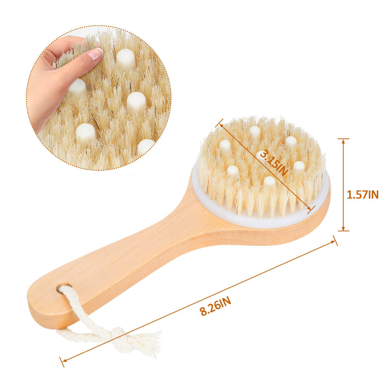 Dog Bath Brush Pet Shampoo Handle Bath Brush with Massage Points Dog Grooming/Washing/Massaging Wooden Brush Natural Bristle Dog Brush Removal Loos Hair for Cats Dogs - PawsPlanet Australia