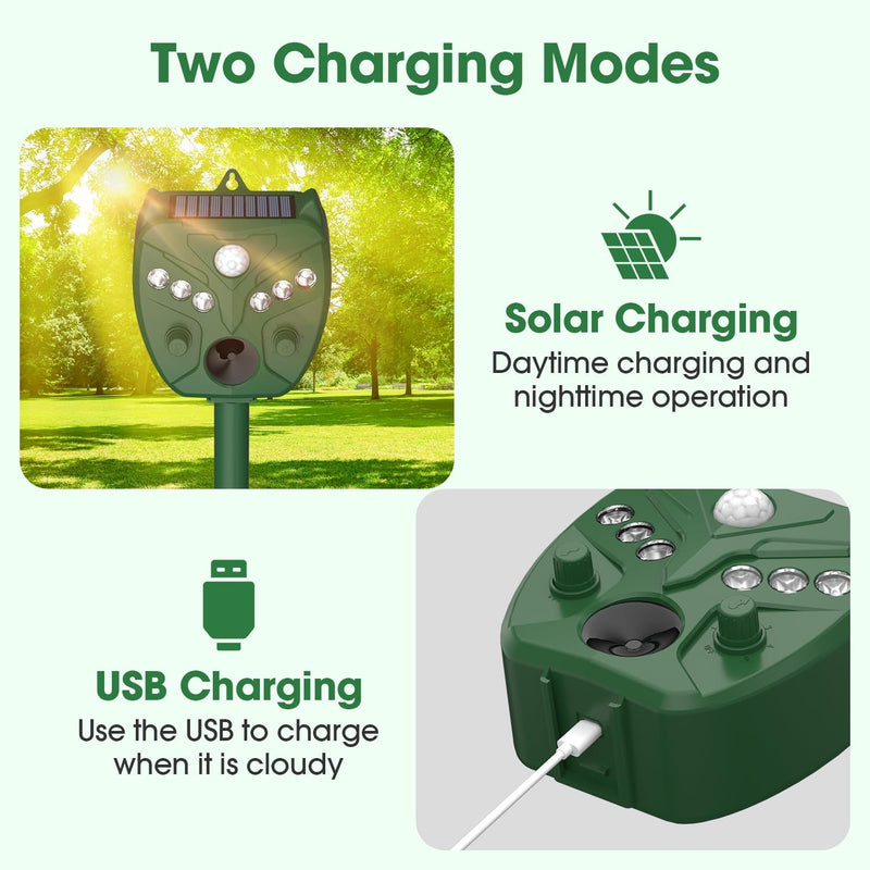 Solar Ultrasonic Animal Repellent Outdoor - NAVISOVL - Cat, Squirrel, Deer Repeller, Motion Sensor&Flashing Light, Repel Dogs,Boar,Deer,Fox,Raccoon,Skunk,Rabbit,Bird Deterrent for Yard&Farmland 1 - PawsPlanet Australia