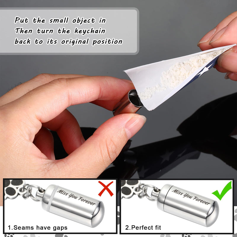 Kigeli 4 Pcs Pet Ashes Keepsake Keychain for Dog Pet Ashes Urn with 4 Pcs Filling Tools Memorial Cylinder Small Pet Ashes Keepsake Cat Cremation Jewelry Pend Paw Print Urn Pendant 2 - PawsPlanet Australia