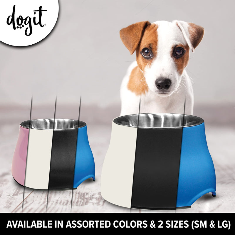 Dogit Elevated Dog Bowl, Stainless Steel Dog Food and Water Bowl for Small Dogs, White, 73745 Off White