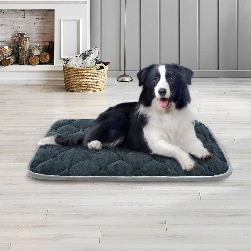 furrybaby Dog Bed Mat Flat Crate Mat with Anti-Slip Bottom Machine Washable Pet Kennel Pad for Dog Sleeping (L 42x28'', Grey Mat) 42.0"L x 28.0"W x 0.7"Th - PawsPlanet Australia
