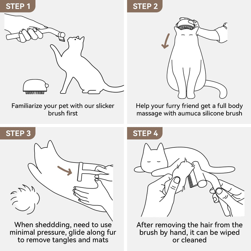 aumuca Pet Deshedding Brush with Silicone Cat Brushes for Massage - PawsPlanet Australia