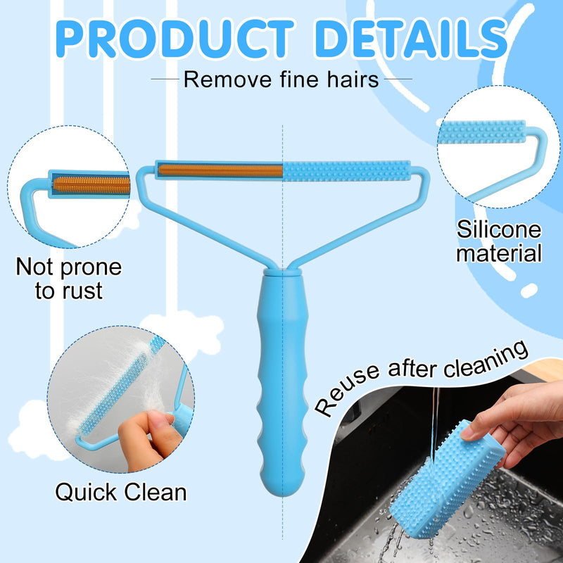 Honeydak 3 Pieces Hair Remover Tool Dog Hair Remover Pro Silicone Cleaner Brush Roller Fuzz Hairball Brush for Carpet Rake, Car Mat, Couch, Pet Bed, Clothes Blue - PawsPlanet Australia