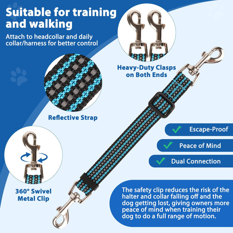BARKLESS No Pull Dog Head Collar for Gentle Training Walking, Soft Padded Head Halter with Collar Safety Clip, Comfortable Fit Muzzle Leash with Reflective Strap for Medium Large Dog (Blue, XL) Blue XL (Snout 12"-17.5") - PawsPlanet Australia