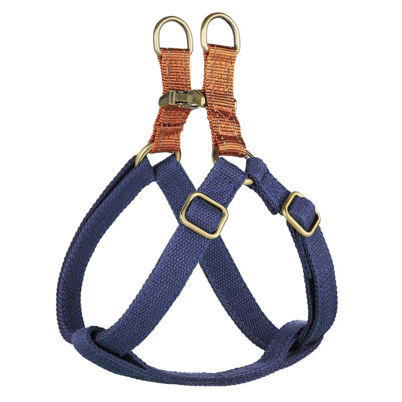 Didog Step in Dog Harness with Metal Buckles, Freedom Nylon Dog Halter Vests for Small Medium Dogs Easy Walking Training, Dark Blue, S S: Chest 14-22"