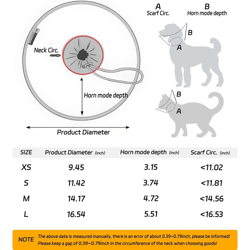 KUDES Cat Dogs Cone E Collar with Low Noise Fasteners Glow in The Dark, Transparent Cat Recovery Collar, Licking and Scratching Free Cone, Extra Soft Small Medium Dog Pet Surgery Collar High Grade Grey L (Between 11-16.5lb.) - PawsPlanet Australia