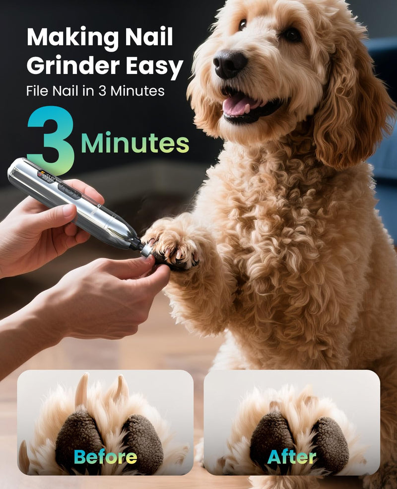 oneisall Dog Clippers for Grooming Thick/Heavy Coats, 4-in-1 Dog Grooming Kit Low Noise with Stainless Steel Blade, Cordless Dogs Paw Trimmer Pet Nail Grinder for Small & Large Dogs Cats Animals - PawsPlanet Australia