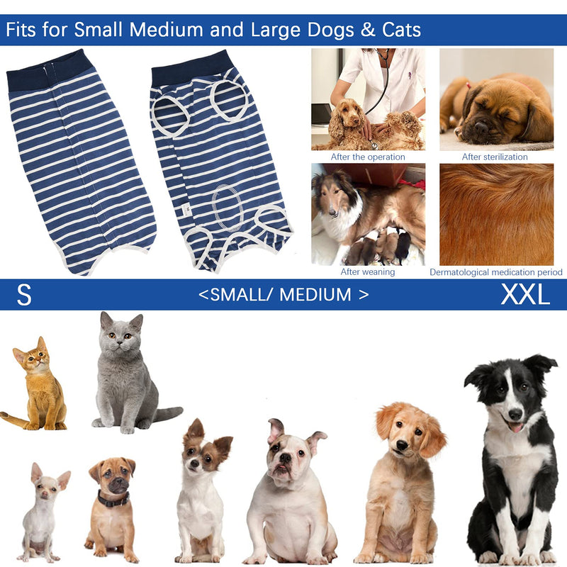 Dog Recovery Suit, Cat Bodysuit for Abdominal Wounds, Recovery Shirt for Male and Female Pets, Surgical Suit, Post Surgery, Anti Leak Dog Onesie, Replacement for E-Collar and medium 2-blue