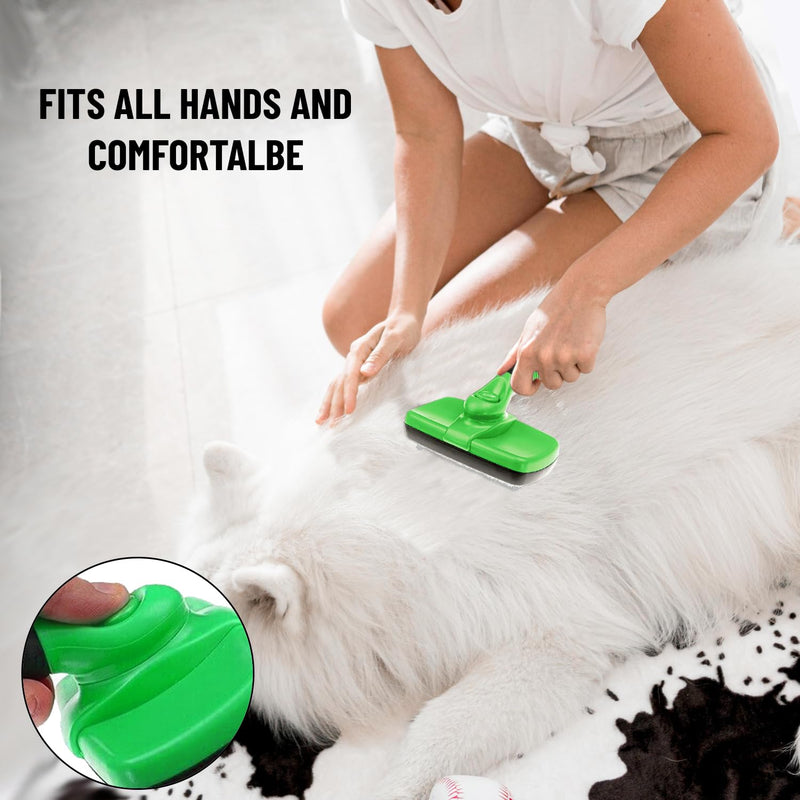 Complete Professional Pet Grooming Kit with Pet Hair Removal Tool Brush Gloves, Self Cleaning Slicker Brush, and Pro Grooming Dog Brush Deshedder Comb to Reduce Shedding (Green) Green - PawsPlanet Australia