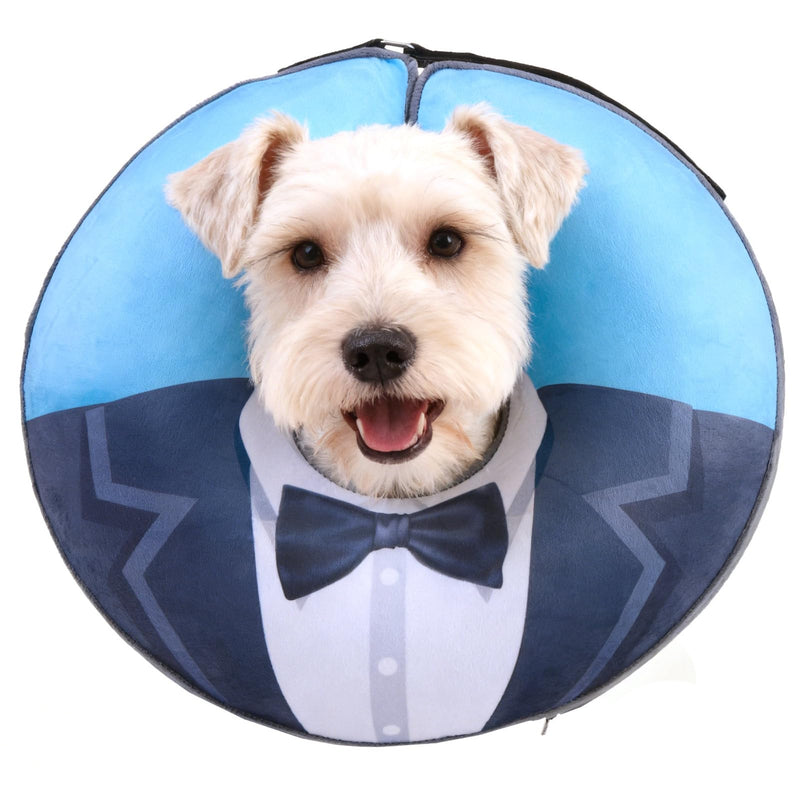 EXPAWLORER X-Large Widen Soft Dog Cone Collar - Inflatable Dog Neck Donut Collar Alternative After Surgery to Stop Licking,Adjustable Protective Recovery E Collar(Blue Suit)