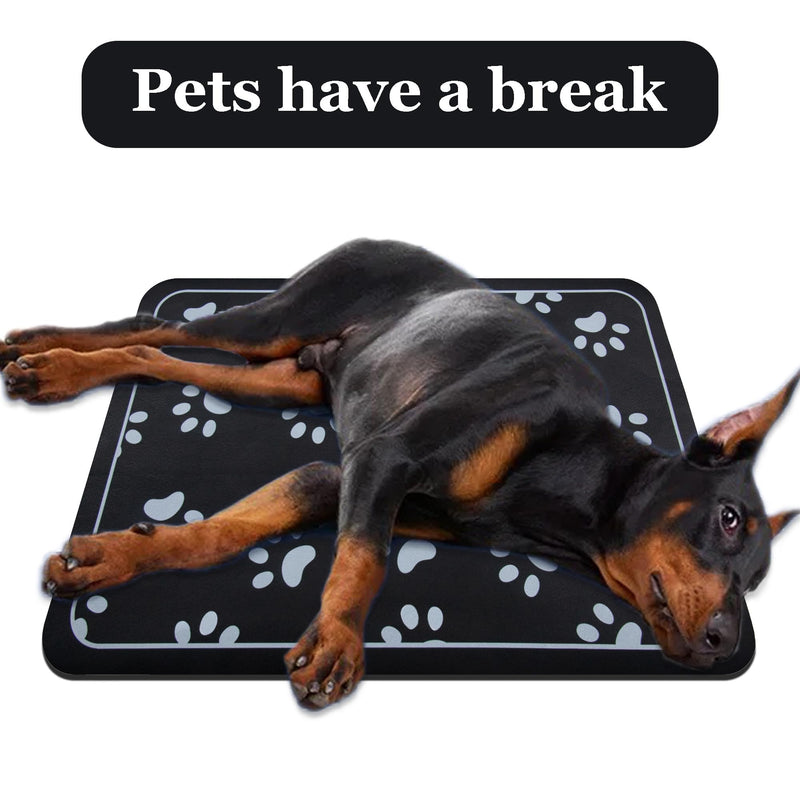 Dog Bowl mat and Dog Feeding mat, Dog mat for Water Bowl, Absorbent Non-Slip pet Water Bowl mat Quick Drying Dog Food mat cat matt for Food and Water（Black+18.1x12.5in+Rectangular） Black & Paw print 18.1x12.5in - PawsPlanet Australia