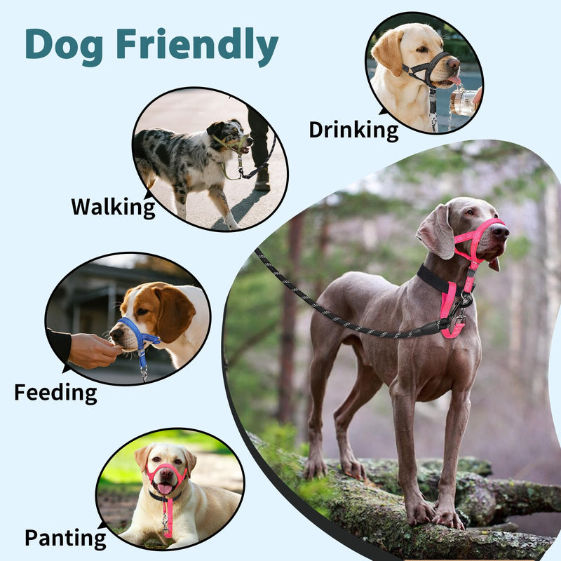 BARKLESS Sturdy No Pull Head Collar for Medium Large Dogs, Gentle Reflective Head Halter with Safety Link, Adjustable Nylon Dog Training Muzzle Leash for Walking Control (Black, XL) Black XL(Snout 10¼”-13”)