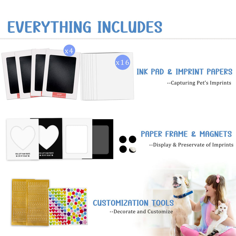 MYPAWLETS Paw Print Kit,Clean Touch/Inkless Ink Pad for Dog/Cat Pawprints,Paw Print Stamp Pad for Dogs,Dog Paw/Nose Print Kit Keepsake,Pet Paw Print Impression Kit with Frame,Gifts for Pet Parents-4M Medium (4 Pack) - PawsPlanet Australia