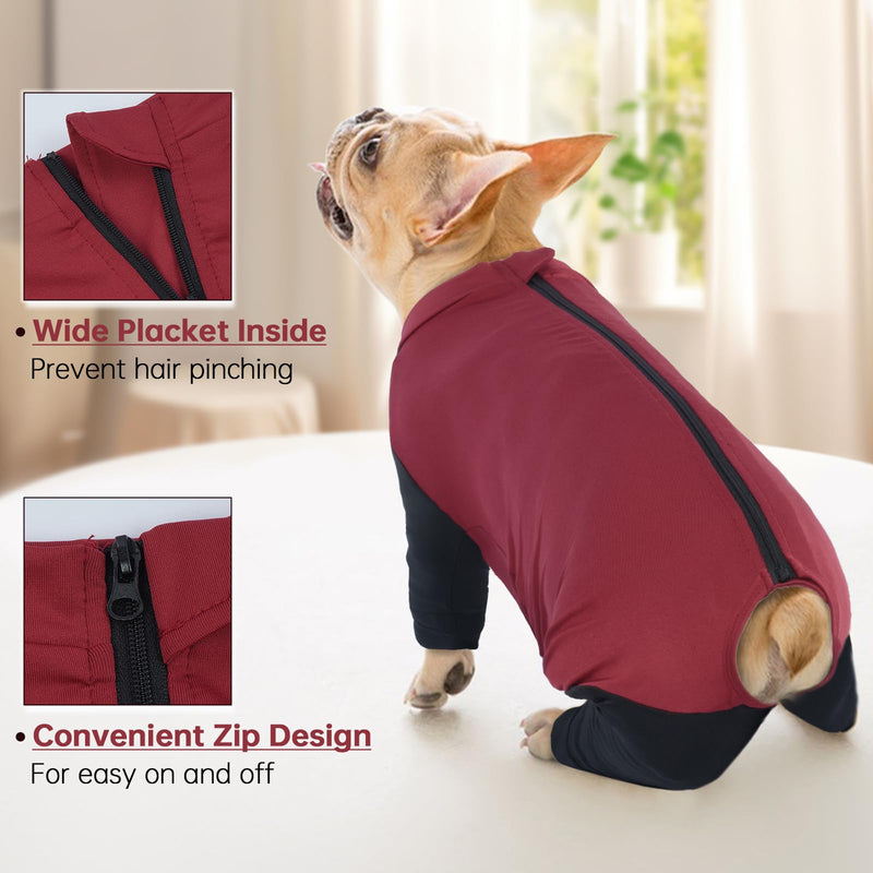 Dog Pullover, Dog Recovery Suit Long Sleeve(Red, L) Large Red