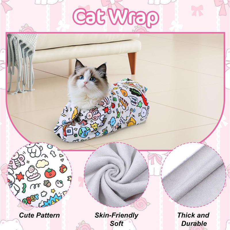 Cat Grooming Wrap Self-Adhesive Cat Swaddle Restraint with Nail Clipper Anti Bite Scratch Escape Pet Burrito Blanket Tool Supplies for Nail Trimming Clipping Cutting Teeth Brushing Ear Cleaning - PawsPlanet Australia