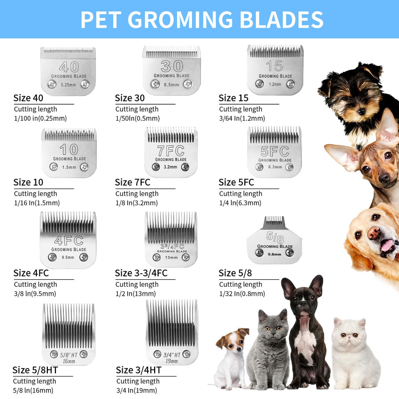 2 Pcs Size 5/8toe Detachable Dog Grooming Blades, Compatible with Andis, Oster A5, Wahl KM10 Series Clippers, Cut Length 0.8mm, Silver (5/8toe 0.8mm, 2 Packs) 5/8Toe-0.8mm, 2Pcs - PawsPlanet Australia