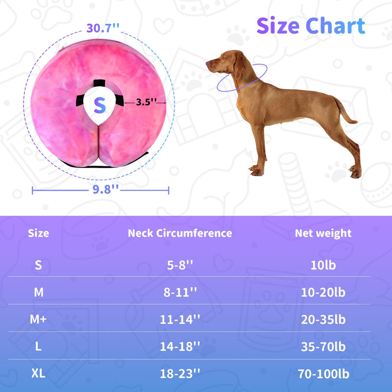 Dog Cone, Y-blue Cone Collar Inflatable Dog Neck Collar Recovery E-Collar Alternative, Cat Donut Collar After Surgery for Dogs and Cats(Rose Purple, S) Small Rose Purple