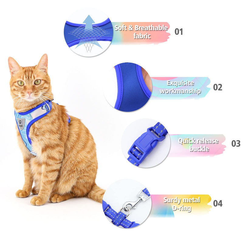 Supet Cat Harness and Leash Escape Proof, Adjustable Breathable Cat Vest Harness with Reflective Trim, Cat Leash and Harness Set for Large Small Cats Kittens Puppies Green M（Chest:11.0-18.3'')