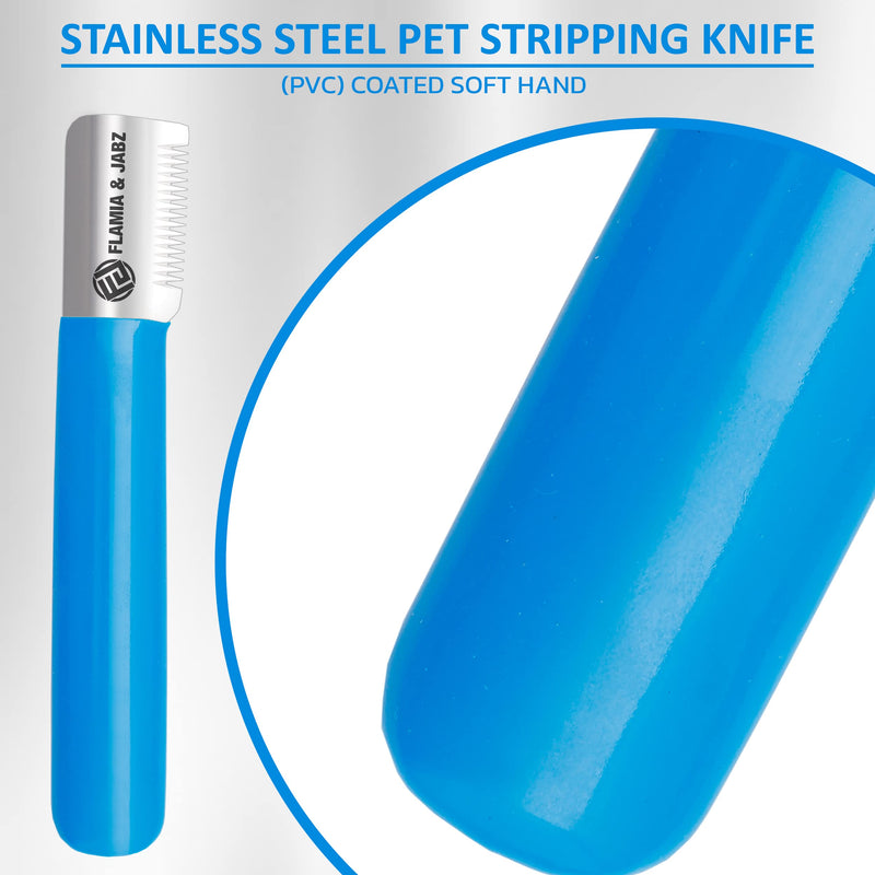 FLAMIA & JABZ Stripping Knife for Dogs, Right Handed, Stainless Steel with Plastic Grip (Medium) Medium - PawsPlanet Australia