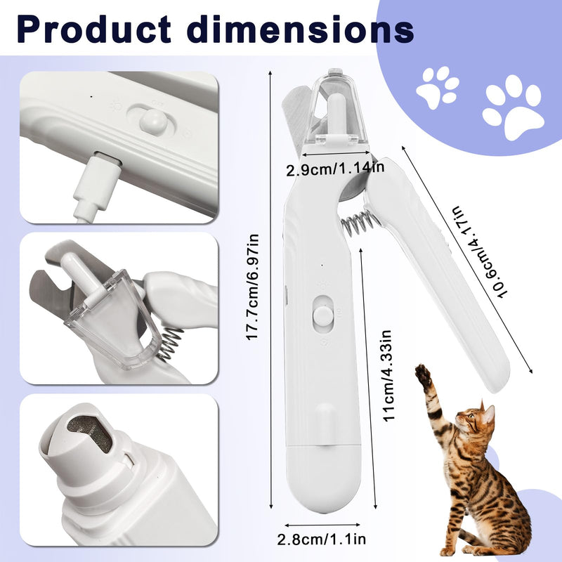 2-in-1 Dog Nail Trimmer & Grinder - 2 LED Lights, Ultra-Quiet, USB Rechargeable, Multiple Grinding Methods & Splash Guard, Nail Clippers for Small/Medium/Large Dogs & Cats (White) White - PawsPlanet Australia