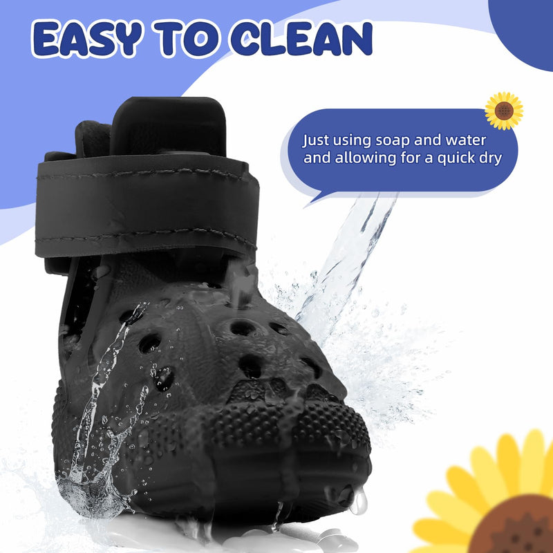 Lukovee Dog Shoes for Hot Pavement - Breathable Non Slip Dog Sandals with Reflective Stripes, Easy ON & Off, Easy-Clean Summer Outdoor Pet Boots for Small Medium Large Dogs (Black, Size 1) #1 (Width 1.18) Black - PawsPlanet Australia