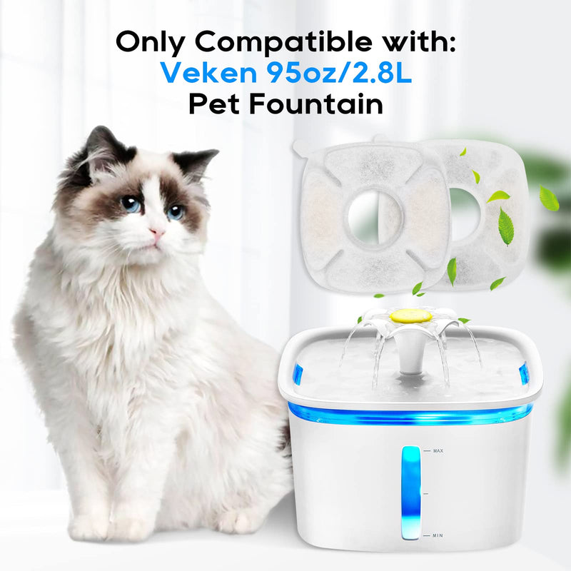 MyfatBOSS Cat Water Fountain Filter, Replacement Filters & Replacement Pre-Filter Sponges Fit for Veken 95oz/2.8L Automatic Pet Fountain Cat Water Fountain Dog Water Dispenser 8+8 pcs - PawsPlanet Australia