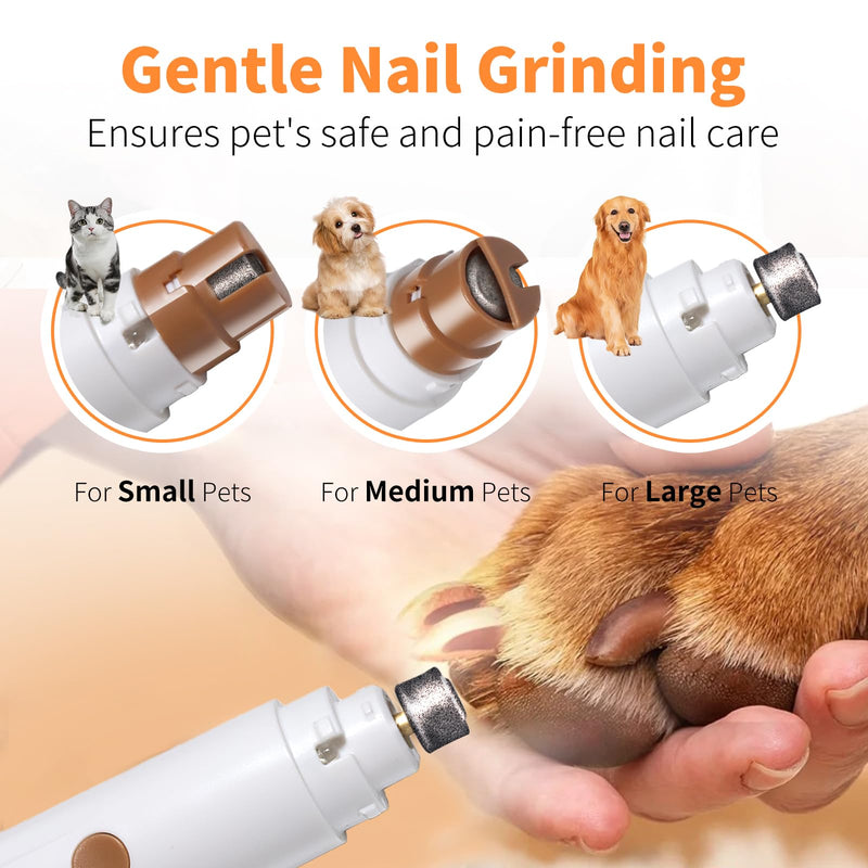 2 in 1 Pet Brush and Nail Grinder, Rechargeable Self-Cleaning Slicker Cat Brush for Shedding and Grooming, Pet Paws Nail Trimmers for Small & Medium Dogs Grey+White - PawsPlanet Australia