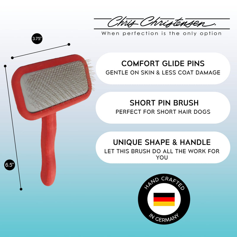 Chris Christensen Mark II Slicker Brush, Groom Like a Professinal, Stainless Steel Pins, Lightweight Beech Wood Body, Ground and Polished Tips, Red Small Small, 3 3/4 in head x 6 1/2 in body