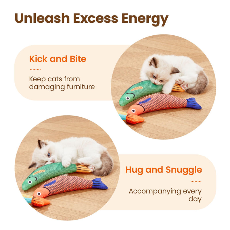 Potaroma Cat Toys Saury Fish, 3 Pack Catnip Crinkle Sound Toys Soft and Durable, Interactive Cat Kicker Toys for Indoor Kitten Exercise 9.4 Inches for All Breeds - PawsPlanet Australia