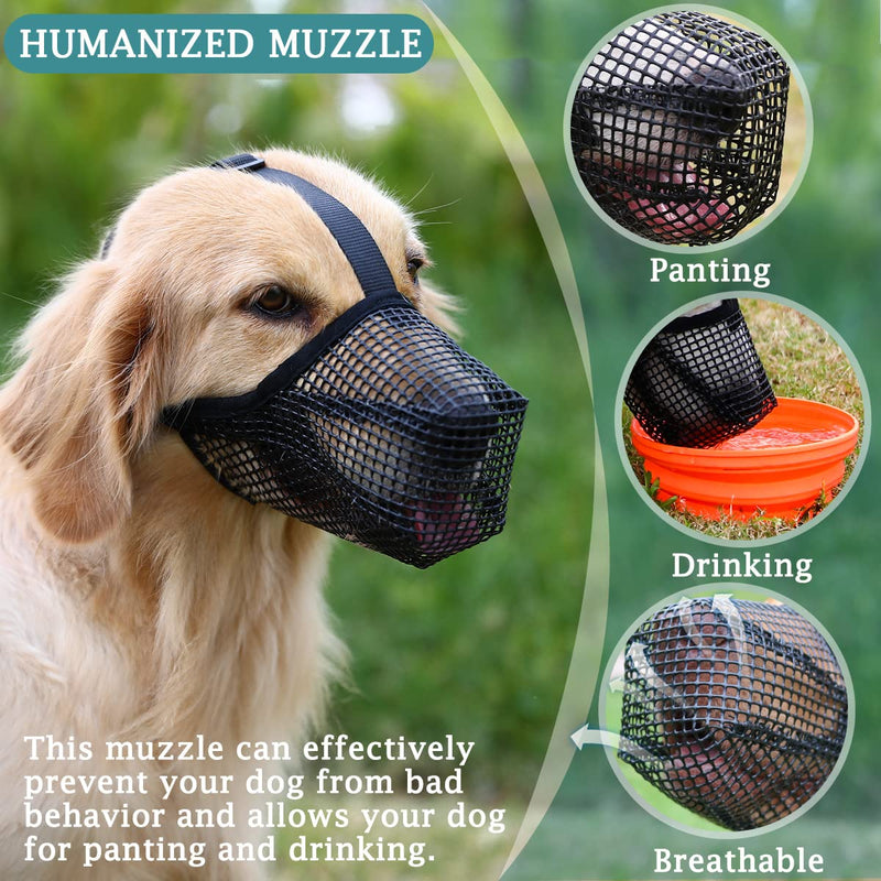 Mayerzon Dog Muzzle, Soft Mesh Covered Muzzles for Small Medium Large Dogs, Poisoned Bait Protection Muzzle with Adjustable Straps, Prevent Biting Chewing and Licking L: Snout:11"-12¼" Black