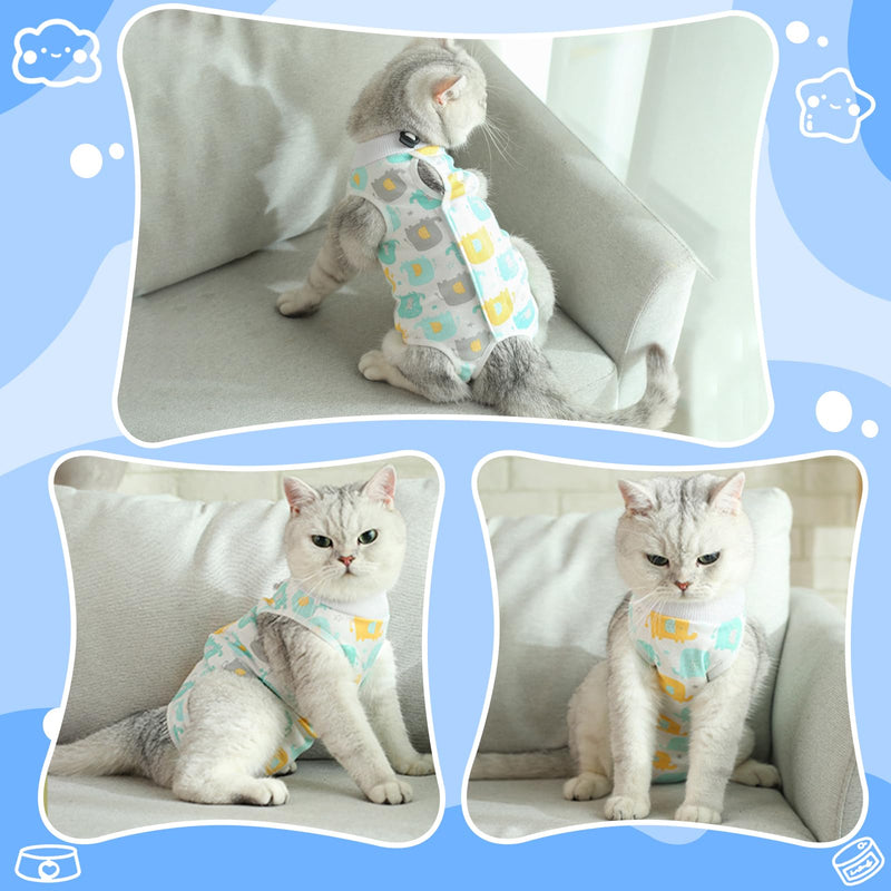 2PCS Cat Recovery Suit for Abdominal Wounds or Skin Diseases, Pink &Green Elephant Cat Onesie for Cats After Surgery Female Kitten Recovery Suit, Breathable E-Collar Alternative for Cats After Spay An - PawsPlanet Australia